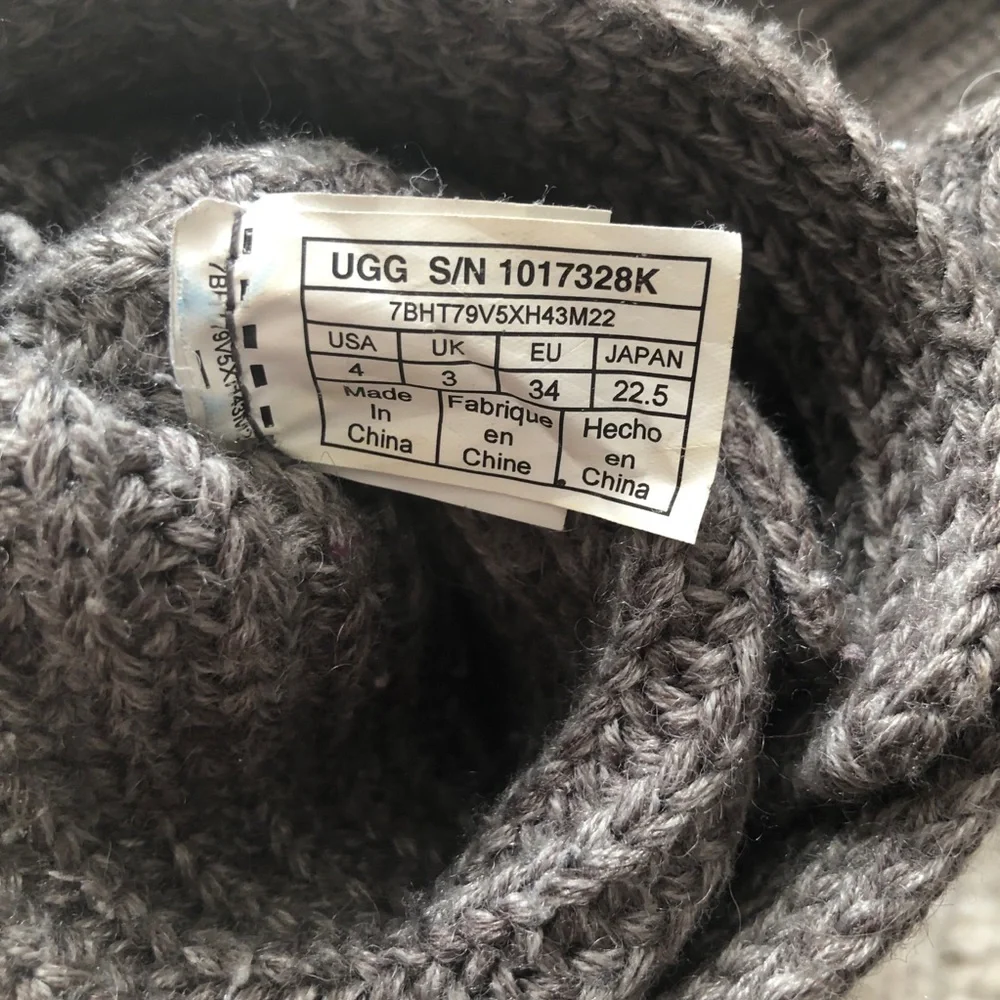 UGG Kids Knit Button Mid-Calf Boots in Gray